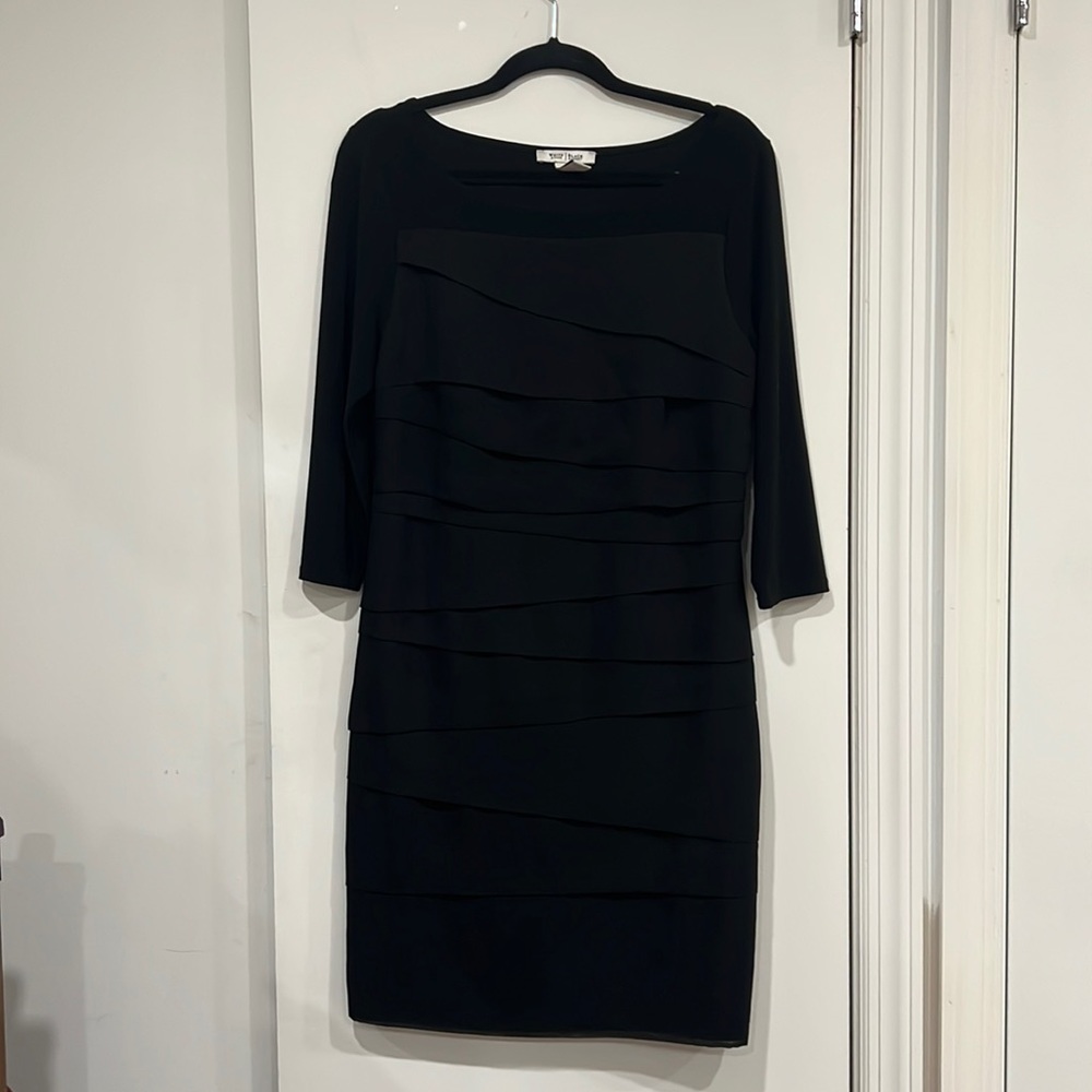Quarter sleeve Black Dress with Asymmetric layers